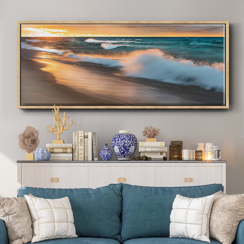 Miners Beach Light- Framed Canvas, 24" H x 60" W