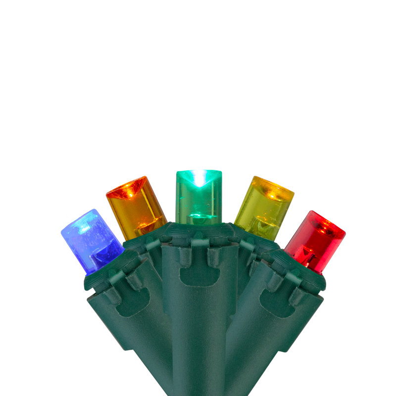 200 lumières de Noël multicolores à DEL grand angle, fil vert, 49 pi