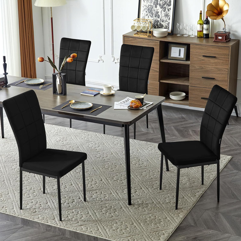 46cm H Velvet Upholstered Full Back Parsons Chair, Black