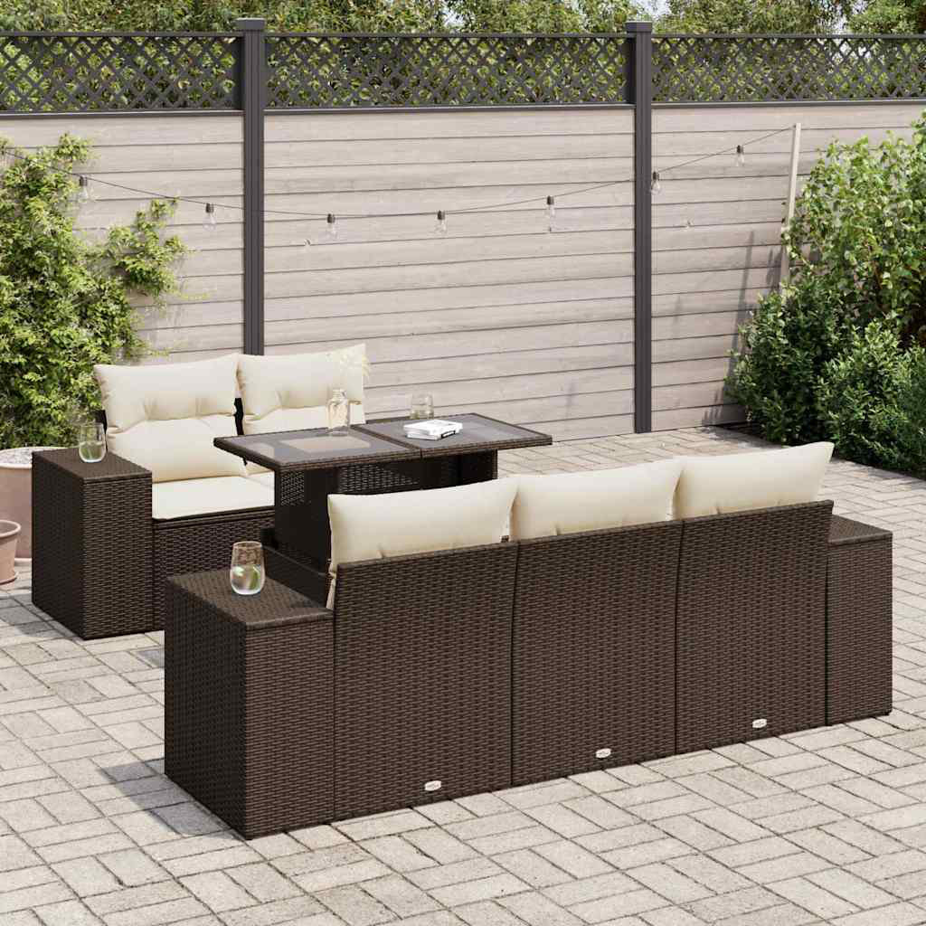 Vidaxl 6-Tlg. Garten-Sofagarnitur Mit Kissen Beige Poly Rattan