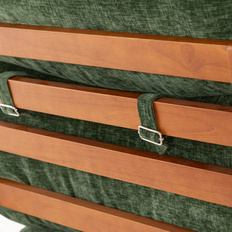 Chaise d'appoint Mid-Century avec structure en bois massif et coussins amovibles, Vert