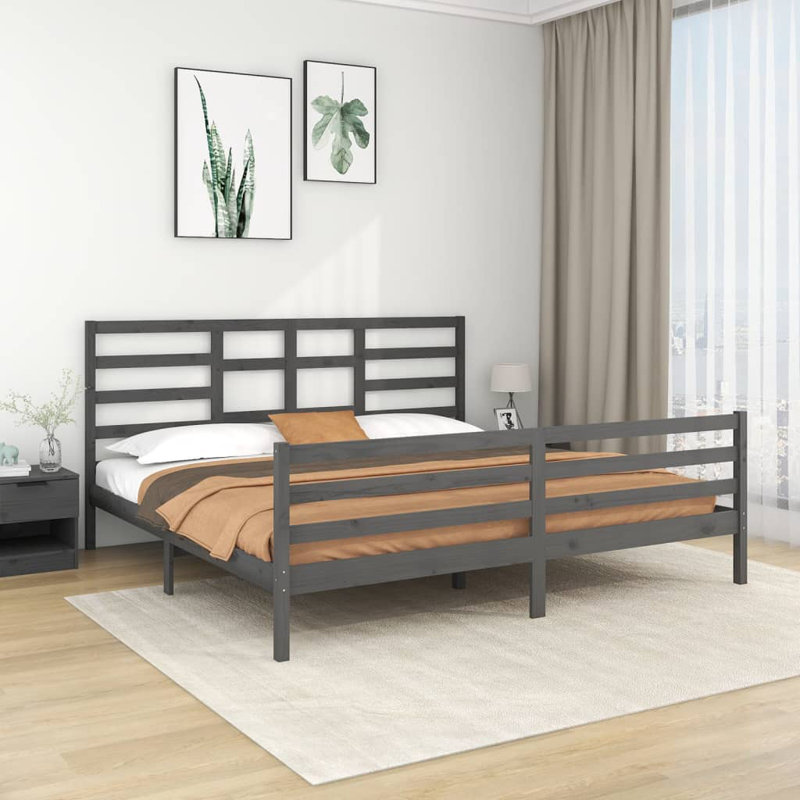 Marko 200 X 200cm Solid Wood Bed, Grey