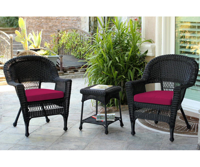 Byxbee 2 - Person Patio Conversation Set with Cushions, Black, Red