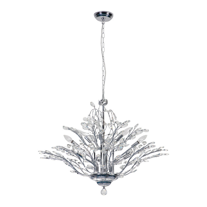 Lustre de style empire 12 lumières Darcey, Chrome poli