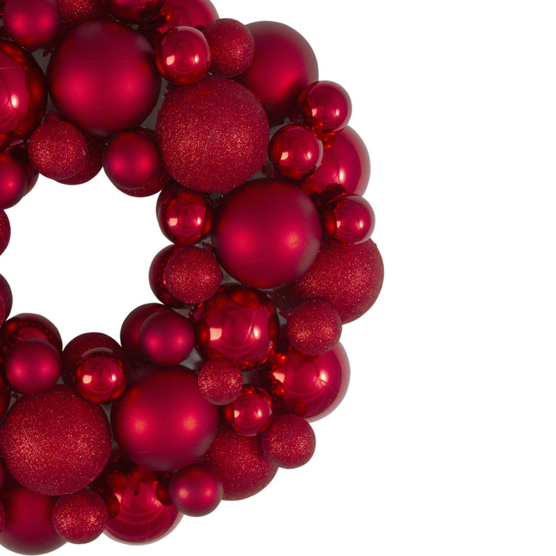 Couronne de Noël à 3 finitions incassable, Red, H 13 po x l 13 po x P 3 po