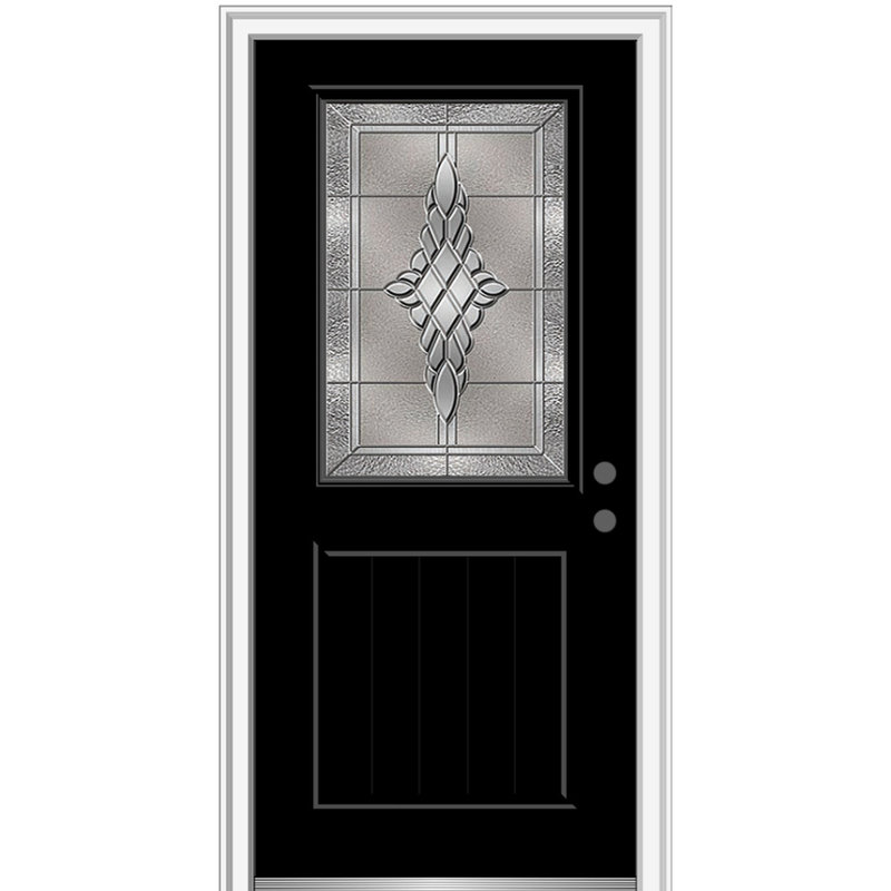 Porte d'entrée pré-montée en panneau de fibre de verre 1/2 panneau Grace Grace, H 80 po x l 36 po x P 1,75 po