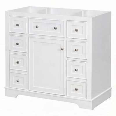 Meuble-lavabo 36 po sans lavabo, base d'armoire seulement, une armoire et six tiroirs