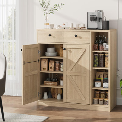  Armoire à chaussures avec portes et tiroirs, armoire à chaussures de 42 po de hauteur et 3 tablettes réglables et base stable, armoire à chaussures à 4 niveaux