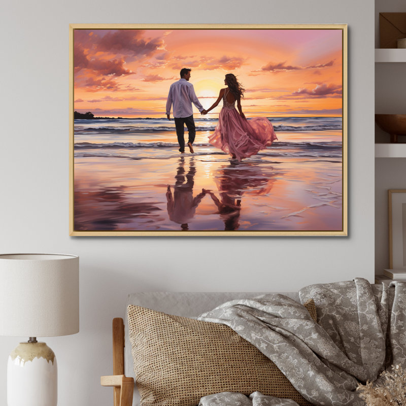 Caraibe Sunset Serenade III, reproduction d'art sur toile, H 34 po x l 44 po x P 1,5 po, Cadre naturel flottant