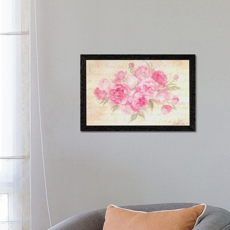 Peonies Passion by Debi Coules - Floater Frame Painting on Canvas, Black