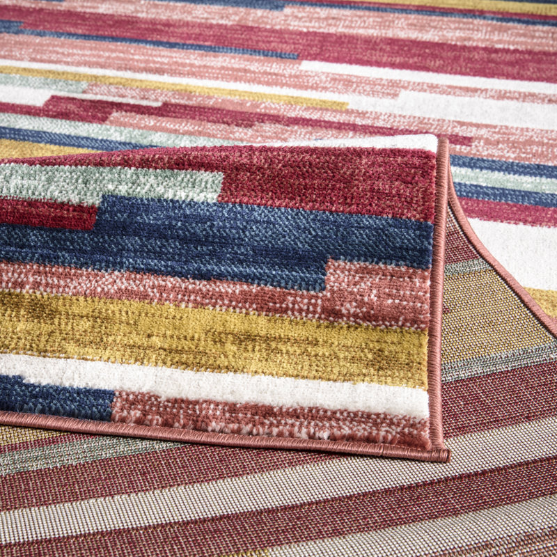 Urfa Traditional Rose Stripes Rugs – Living Room, Bedroom & Hallway Runner Carpets | Washable, Non-Slip, Soft Polypropylene Floor Mats