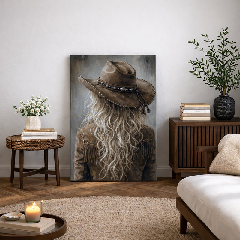 «Western Cowboy Hat Back Portrait», photos de salon, impression sur toile encadrée, H 24 po x l 16 po x P 1,5 po
