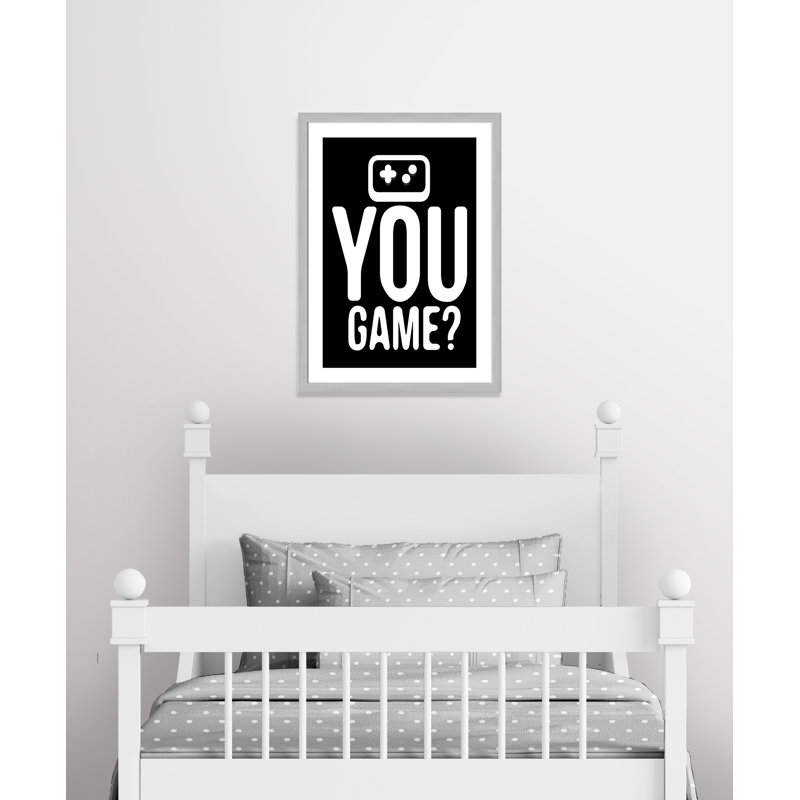 «You Game inversée», art encadré, H 36,5 po x l 26,5 po x P 0,63 po, Encadré plat argent