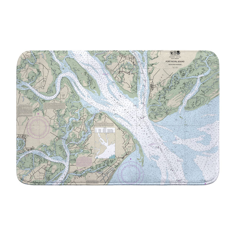 Hilton Head, SC Nautical Map Bath Mat