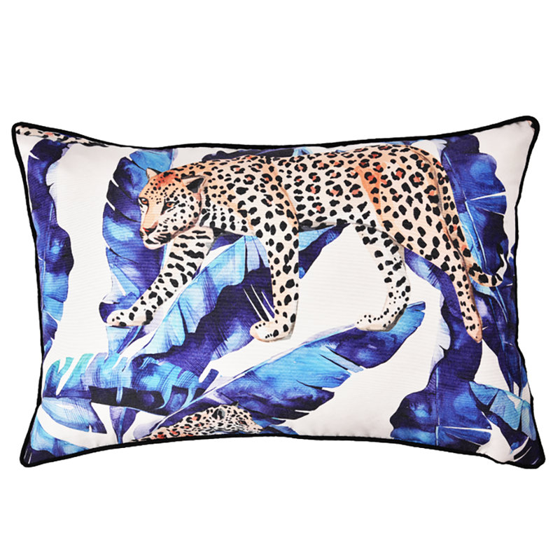 Housse de coussin lombaire patinée Royal Bengal, Bleu, 12 po x 20 po, Rectangulaire