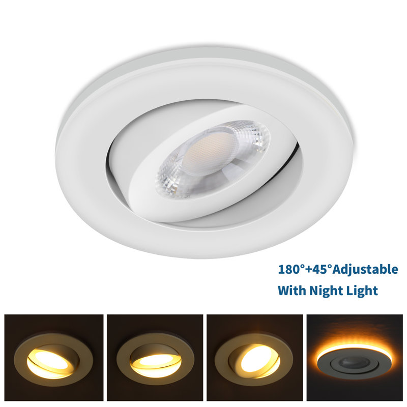Éclairage encastré de 4 po à DEL à température de couleur réglable à intensité variable avec veilleuse (paquet de 6), Blanc