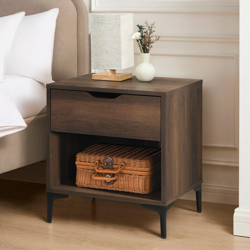 Nova 1-Drawer Nightstand, Walnut