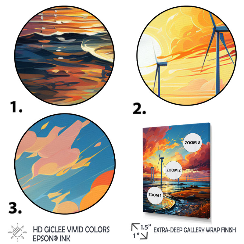 «Wind Turbines Ethereal Winds» sur toile, Cadre naturel flottant, H 20 po x l 12 po x P 1 po