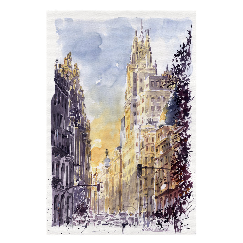 Places Luz De Madrid by César Ortiz Echagüe - Painting on Canvas, 120cm H x 80cm W x 3cm D