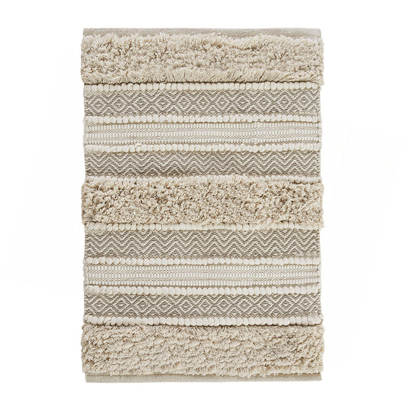 Woven Texture Stripe Bath Rug Natural 20X32", Single- 2'8" x 1'8", Natural