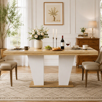 78.7-Inch Extendable Dining Table with Side Storage Shelves for 8-10 People