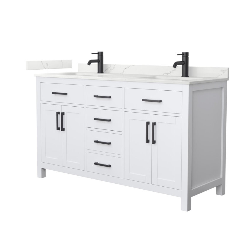 60 in. Double Vanity, White, Matte Black, Giotto Quartz
