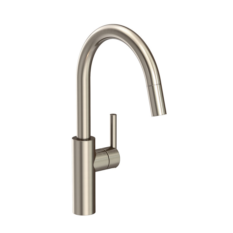 East Linear Single Handle Pull Down Kitchen Faucet, Antique Nickel