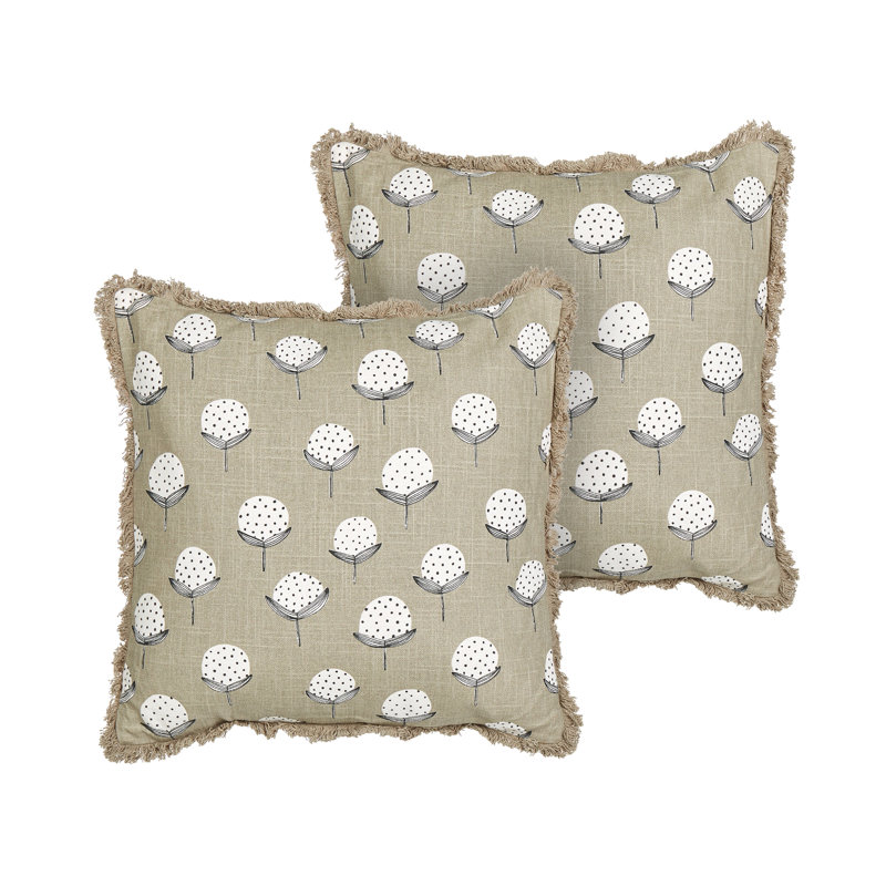Ellsbury Floral Beige Square Cushion