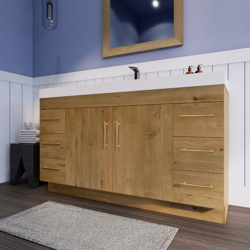 Ensemble de meuble-lavabo simple 60 "Spring, Chêne et teck
