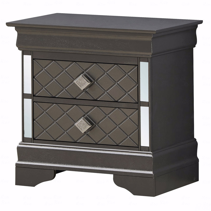 Metallic Modern Bedroom Nightstand, Black