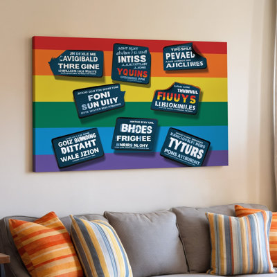 Canvas Create A Vibrant Abstract Background Featuring Horizontal Stripes In A Wall Art Gradient Of Colors Representing The LGBTQ Pride Canvas Wall Art