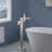 Topcraft Single Handle Floor Mounted Freestanding Tub Faucet with Handheld Shower, Brushed Nickel-69763906
