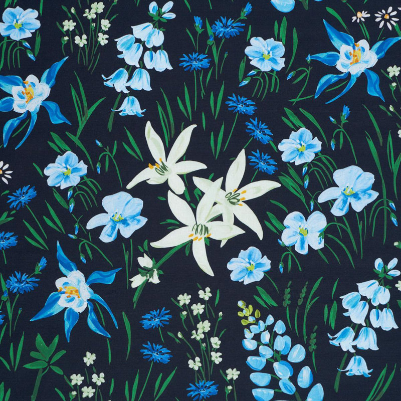 Schumacher X Patrick Mele Oz Floral Fabric, Black