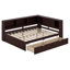 Grand lit de jour en bois avec tablettes de rangement, USB, DEL et 2 tiroirs-1648075949