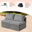 6 - Person Outdoor Patio Wicker L-Shaped Sectional Sofa Set with Fire Pit Table, Grey Rattan Furniture with  Cushions, Outdoor Conversation Set for Garden/Backyard-98524808