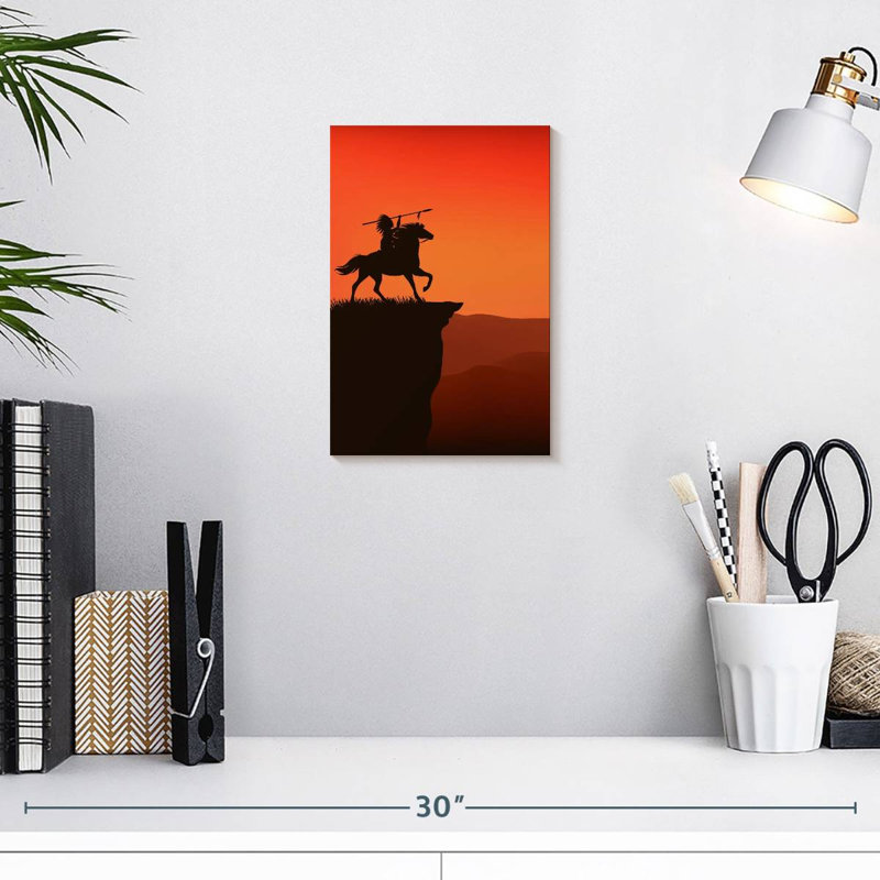Indian Warrior Sunset, 12" H x 8" W
