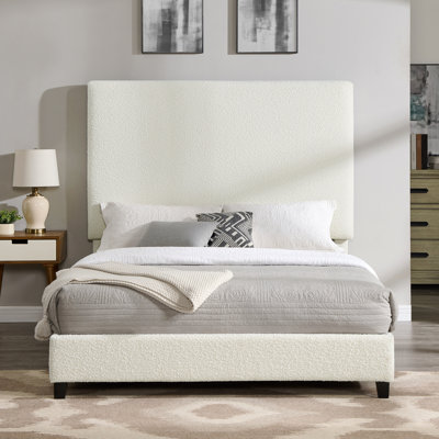 Queen Size Boucle Upholstered Platform Bed