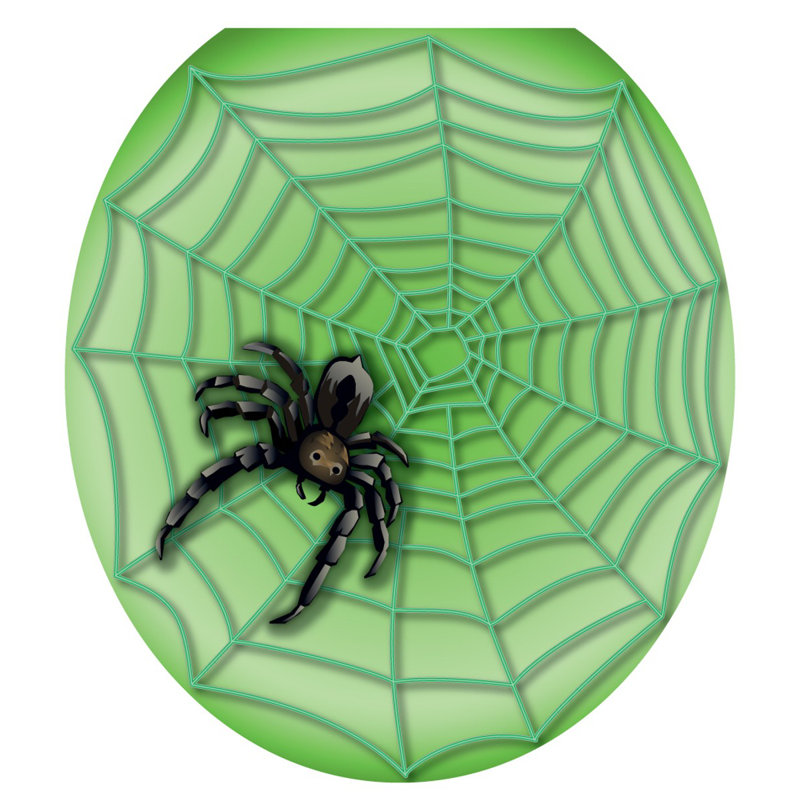 Décalcomanie de siège de toilette Halloween Toile d'araignée - Couvercle de vinyle statique, Rond