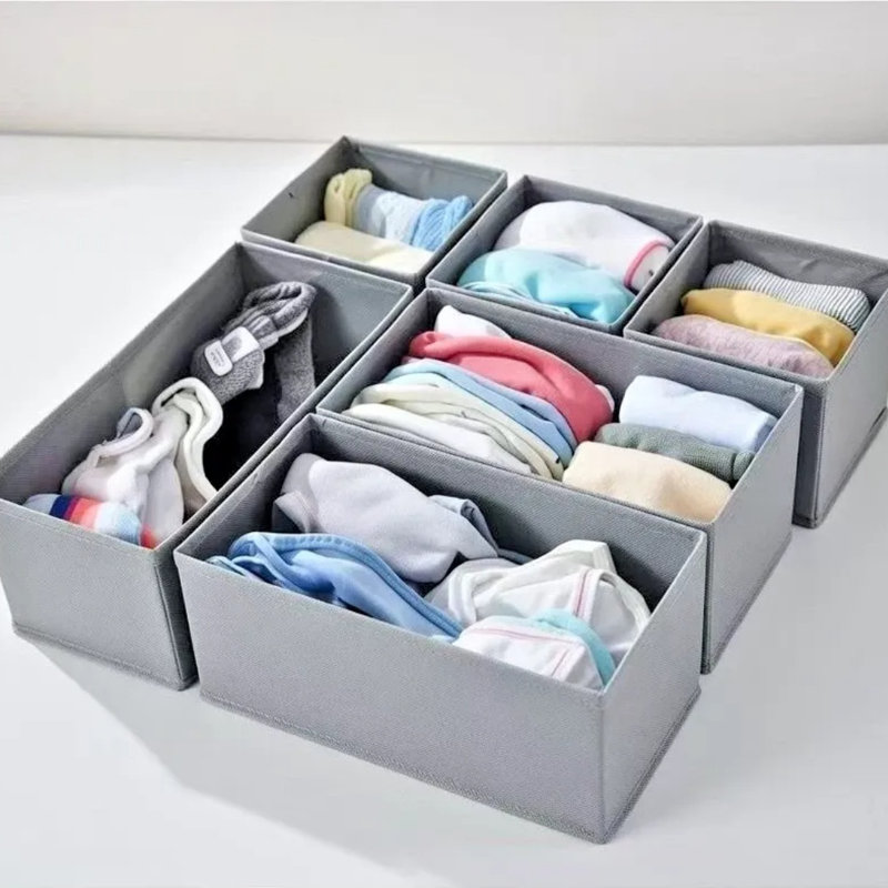 Organisateur de tiroir, diviseur, boîte de rangement, garde-robe, sous-vêtements, chaussettes, soutien-gorge gris