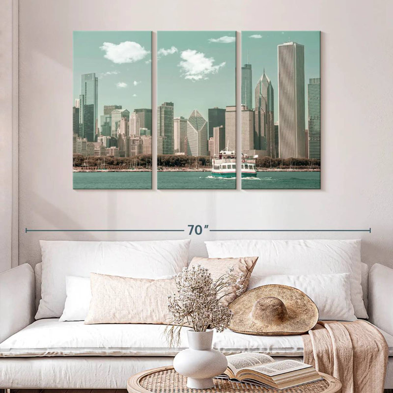 Style rétro Sirci Chicago Skyline, H 32 po x l 50 po