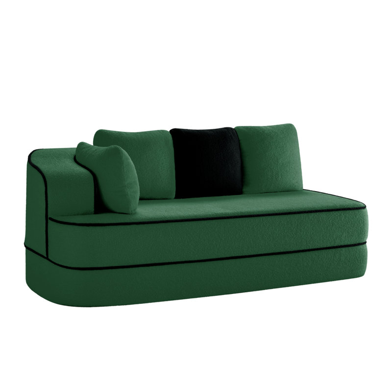 ELYSEES, canapé 2 places à gauche avec coussins en tissu - vert, Vert