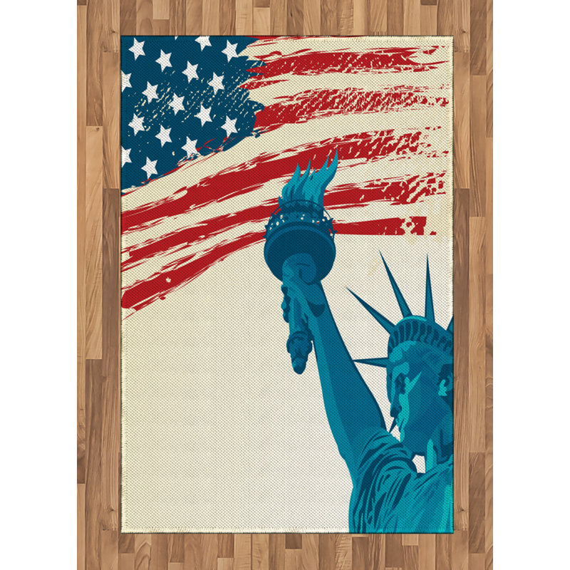 American Flag High Density Long Fiber Poly Threads Decorative Area Rug Carpet, Rectangle 4' x 5'8"