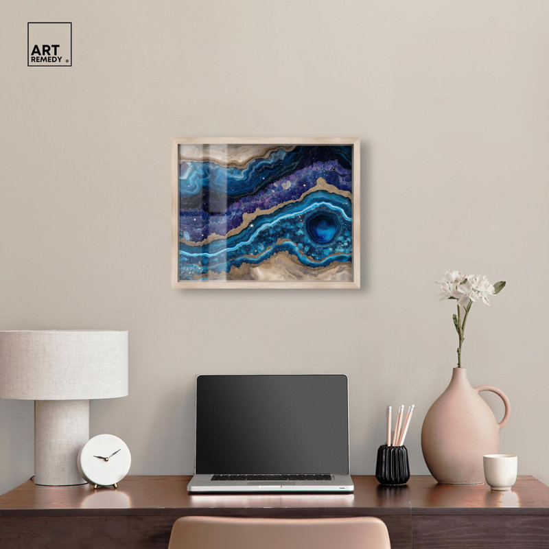 «Galactic Geode I Shadowbox Print» par Art Remedy, Crème, crème, H 17 po x l 21 po