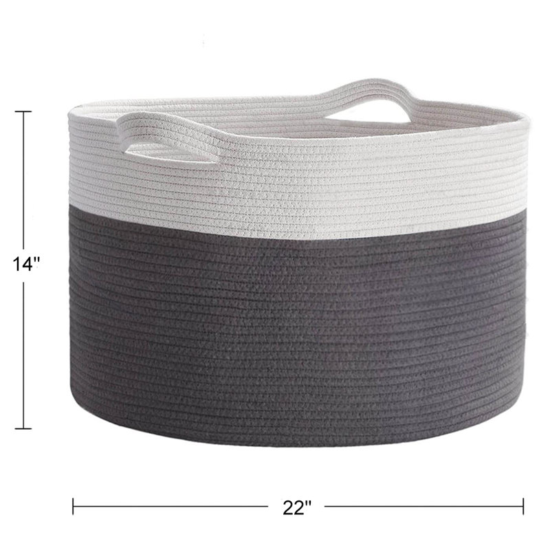 Hand Woven Fabric Laundry Basket with Handles