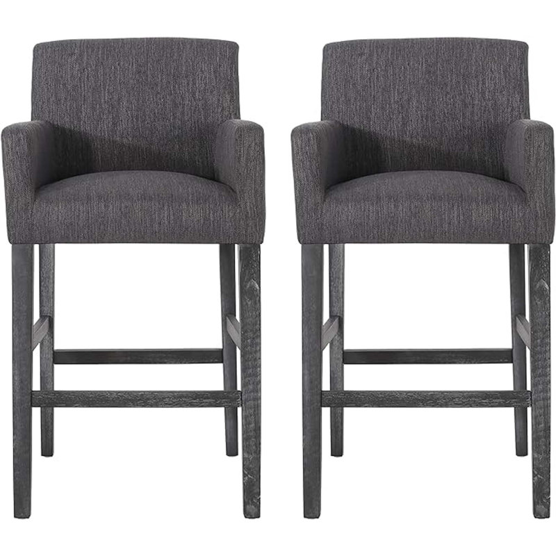 Upholstered 30.5 inch Counter Stools, Charcoal Seat/Black Frame, 2
