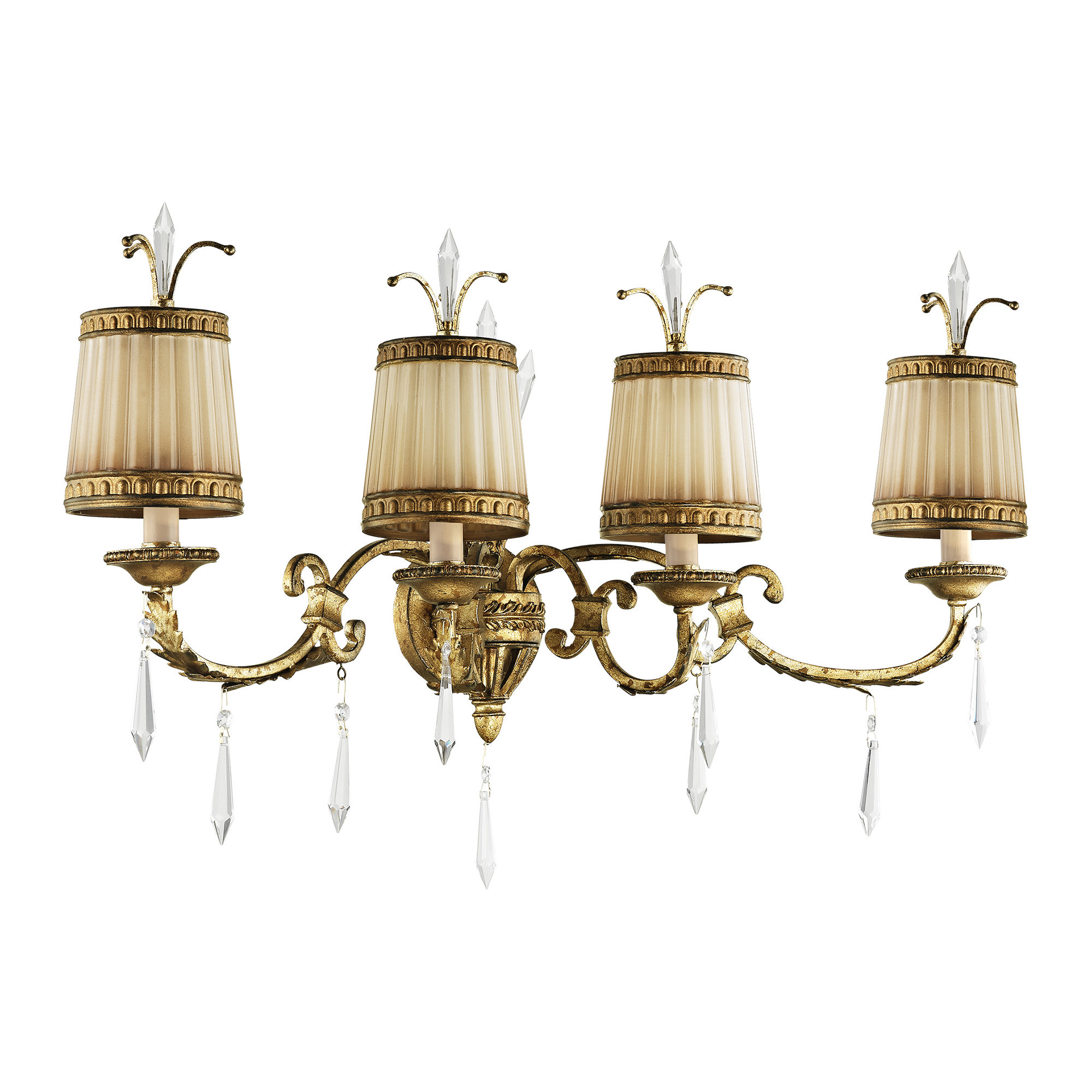 Astoria Grand Perot 4Light Dimmable Vintage Gold Leaf Vanity Light