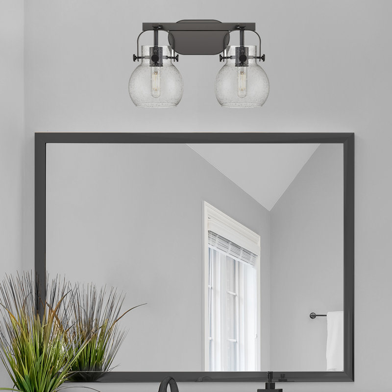 Éclairage pour meuble-lavabo mural 6 po Shueyville, Bullé, Noir mat, Deux lumières
