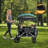 Stroller Wagon For 2 Kids,  Cart Featuring 2 High Seat With 5-point Harnesses And Adjustable Canopy, Foldable Double Push Bar For Garden