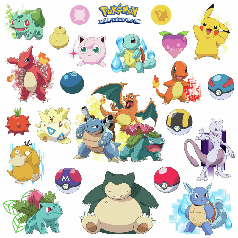 Iconic Pokemon Assorted Peel and Stick Wall Decals