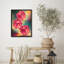Abstract Dice Framed Wall Art Prints - Red dice with vibrant background, for game room-125212184-125212185